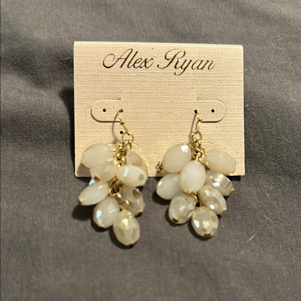 Alex Ryan Gold and Cream Cluster Earrings